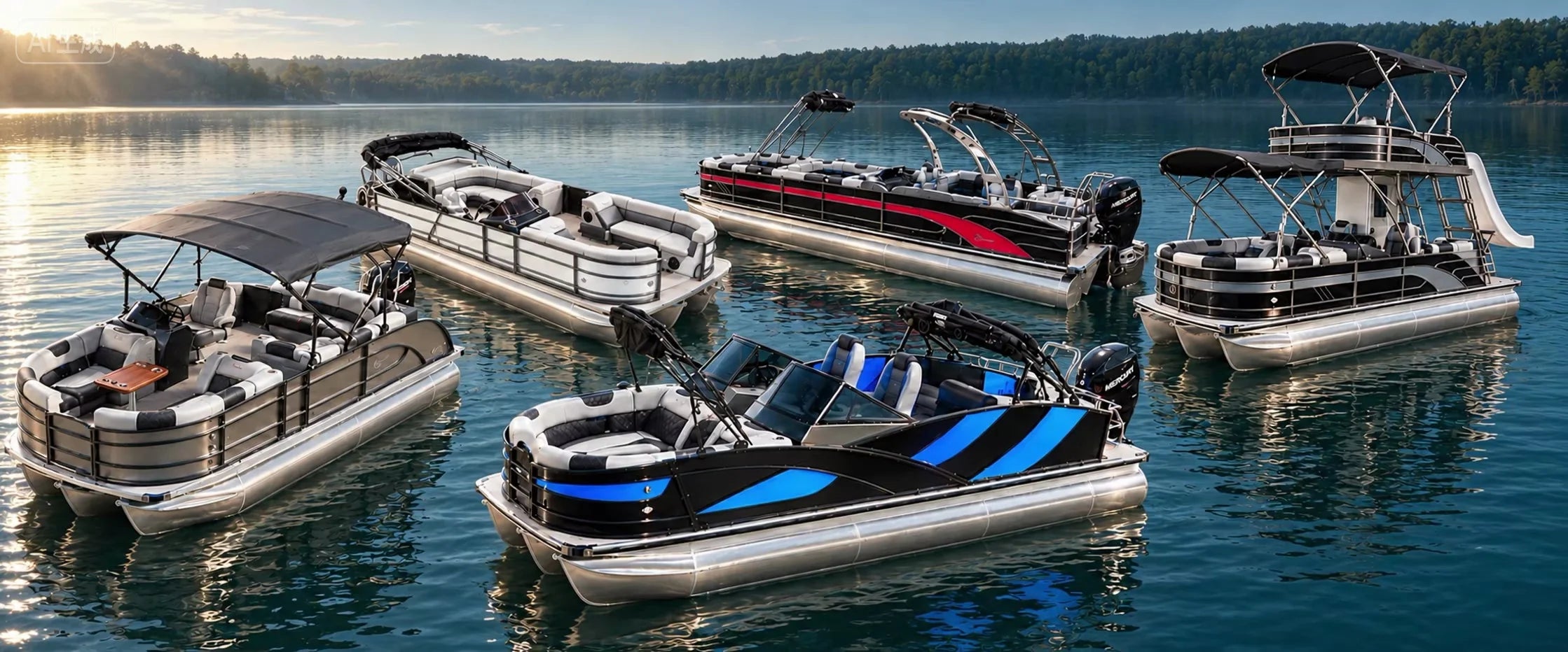 Five Massimo Marine boat series on the water